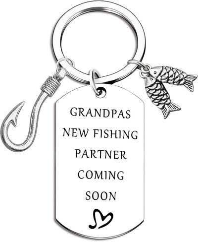 Pregnancy Announcement for Grandparents New Grandpa Gifts Dad Fisherman Gift Christmas Birthday for Grandfather Keychain in Saudi Arabia