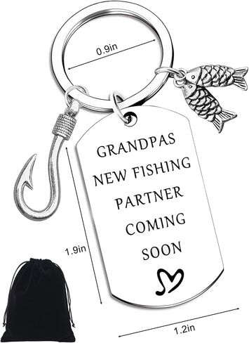 Pregnancy Announcement for Grandparents New Grandpa Gifts Dad Fisherman Gift Christmas Birthday for Grandfather Keychain in Saudi Arabia