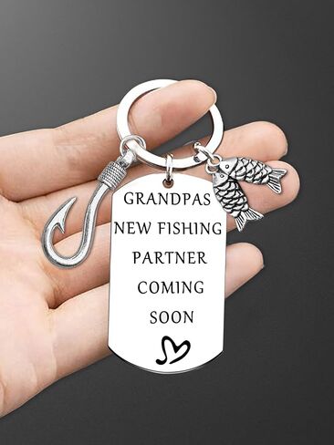 Pregnancy Announcement for Grandparents New Grandpa Gifts Dad Fisherman Gift Christmas Birthday for Grandfather Keychain in Saudi Arabia