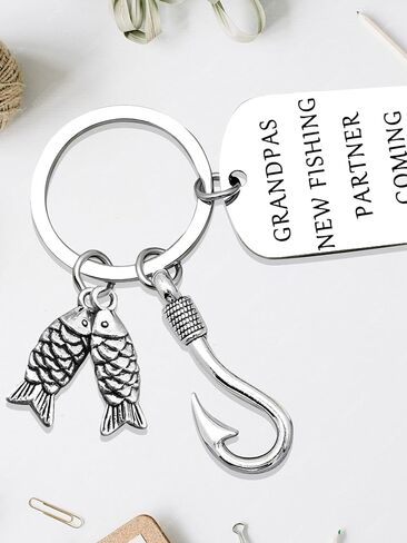 Pregnancy Announcement for Grandparents New Grandpa Gifts Dad Fisherman Gift Christmas Birthday for Grandfather Keychain in Saudi Arabia
