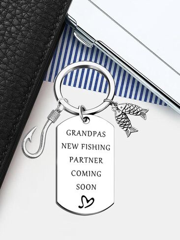 Pregnancy Announcement for Grandparents New Grandpa Gifts Dad Fisherman Gift Christmas Birthday for Grandfather Keychain in Saudi Arabia