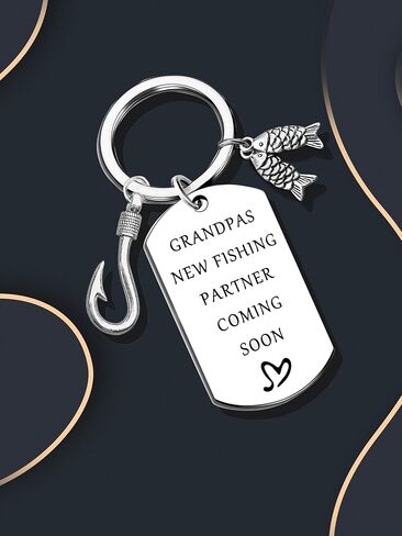 Pregnancy Announcement for Grandparents New Grandpa Gifts Dad Fisherman Gift Christmas Birthday for Grandfather Keychain in Saudi Arabia