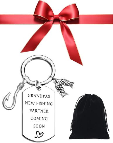 Pregnancy Announcement for Grandparents New Grandpa Gifts Dad Fisherman Gift Christmas Birthday for Grandfather Keychain in Saudi Arabia