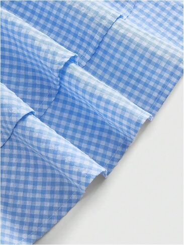 MakeMeChic Women's Y2K Cute Plaid Gingham Cap Sleeve Blouse Square Neck Tiered Ruffle Shirred Tops in Saudi Arabia
