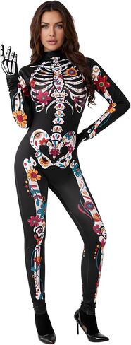 Spooktacular Creations Halloween Women Floral Skeleton Jumpsuit Costume Halloween Costumes for Women Adult 2025 in Saudi Arabia