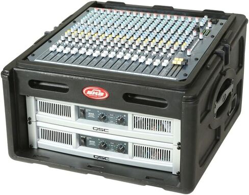 حافظات SKB 1SKB-R100 رف خلاط علوي 10U مصبوب على شكل روتو، وقضبان ملولبة، وغطاء صلب وباب خلفي قابل للإزالة، (2) مقابض حمل in Kuwait