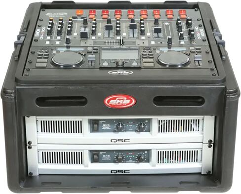 حافظات SKB 1SKB-R100 رف خلاط علوي 10U مصبوب على شكل روتو، وقضبان ملولبة، وغطاء صلب وباب خلفي قابل للإزالة، (2) مقابض حمل in Kuwait