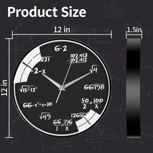 12 Inch Math Wall Clock, Unique Gift for Math Teachers & Students, for Office Classroom/School/Home/Room Wall Decorations(Green, 12 Inch) in Saudi Arabia