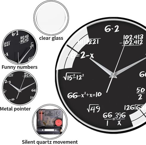 12 Inch Math Wall Clock, Unique Gift for Math Teachers & Students, for Office Classroom/School/Home/Room Wall Decorations(Green, 12 Inch) in Saudi Arabia