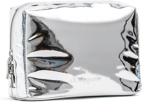 Small Waterproof Heat-Resistant Travel Insulated Makeup Bag (Silver Zipper, Metallic Silver) in Saudi Arabia