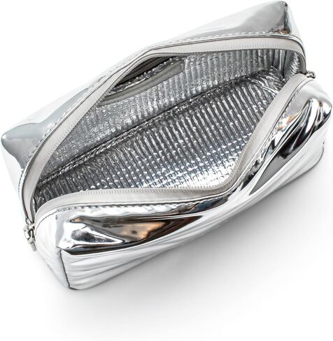 Small Waterproof Heat-Resistant Travel Insulated Makeup Bag (Silver Zipper, Metallic Silver) in Saudi Arabia
