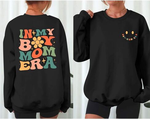 سويت شيرت مضحك في My Boy Mom Era للنساء، سويت شيرت ماما لطيف برسوم جرافيك بوي أمي، قميص طويل الأكمام، بلوفر قطني in Kuwait