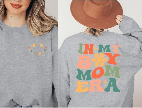 سويت شيرت مضحك في My Boy Mom Era للنساء، سويت شيرت ماما لطيف برسوم جرافيك بوي أمي، قميص طويل الأكمام، بلوفر قطني in Kuwait