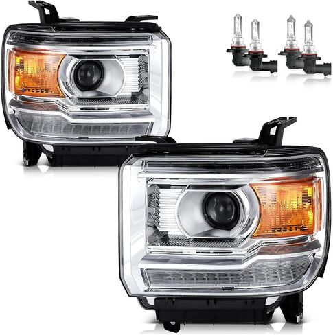 Headlights for 2014-2018 GMC Sierra 1500/2015-2019 GMC Sierra 2500HD 3500HD Headlamp Replacement, High/Low Beam W/Bulbs, Driver & Passenger Side in Saudi Arabia