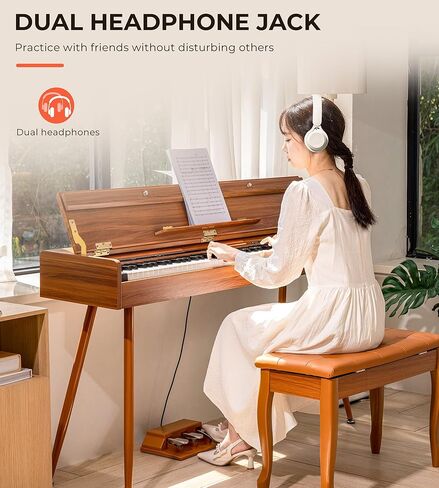 Vanoga Digital Piano 88 مفتاح لوحة مفاتيح مرجحة منزلية متدرجة مطرقة عمل مرجحة 88 مفتاح بيانو رقمي حزمة للبالغين المبتدئين المحترفين مع حامل الأثاث، غطاء منزلق، أسود in Kuwait