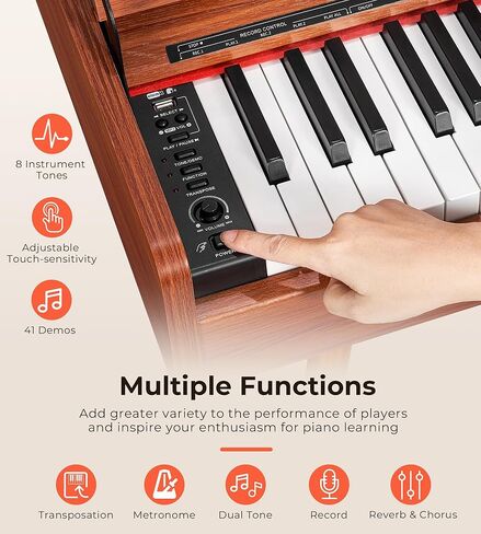 Vanoga Digital Piano 88 مفتاح لوحة مفاتيح مرجحة منزلية متدرجة مطرقة عمل مرجحة 88 مفتاح بيانو رقمي حزمة للبالغين المبتدئين المحترفين مع حامل الأثاث، غطاء منزلق، أسود in Kuwait