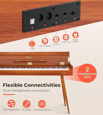 Vanoga Digital Piano 88 مفتاح لوحة مفاتيح مرجحة منزلية متدرجة مطرقة عمل مرجحة 88 مفتاح بيانو رقمي حزمة للبالغين المبتدئين المحترفين مع حامل الأثاث، غطاء منزلق، أسود in Kuwait