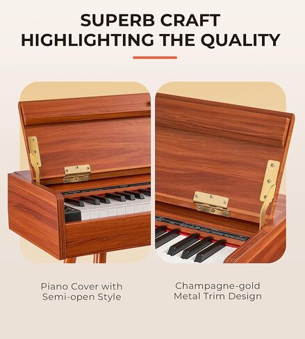 Vanoga Digital Piano 88 مفتاح لوحة مفاتيح مرجحة منزلية متدرجة مطرقة عمل مرجحة 88 مفتاح بيانو رقمي حزمة للبالغين المبتدئين المحترفين مع حامل الأثاث، غطاء منزلق، أسود in Kuwait