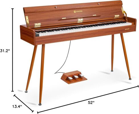 Vanoga Digital Piano 88 مفتاح لوحة مفاتيح مرجحة منزلية متدرجة مطرقة عمل مرجحة 88 مفتاح بيانو رقمي حزمة للبالغين المبتدئين المحترفين مع حامل الأثاث، غطاء منزلق، أسود in Kuwait