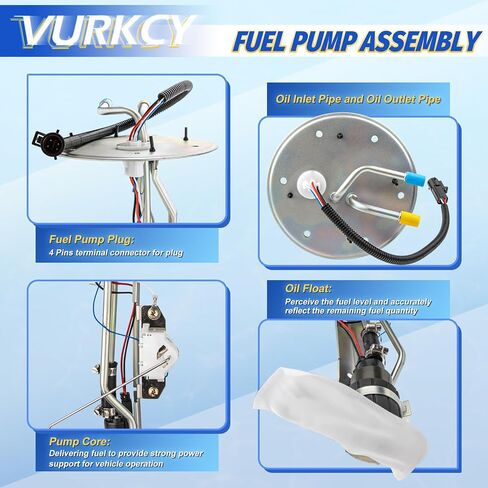 مجموعة وحدة مضخة الوقود الكهربائية متوافقة مع 1997-1998 Ford F-150، Ford F-250، 4.2L 4.6L 5.4L، 139.0/157.0 قاعدة العجلات، استبدل E2221S، E2216S، F1232A in Saudi Arabia