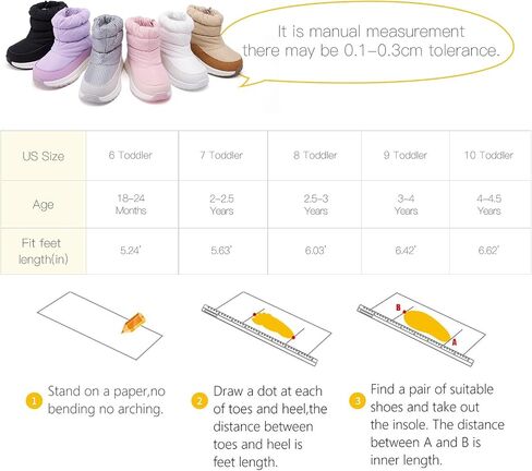BMCiTYBM Toddler Boy Girl Snow Boots Waterproof Winter Warm Boots Nonslip Lightweight Outdoor Walking Shoes for Cold Weatehr in Kuwait