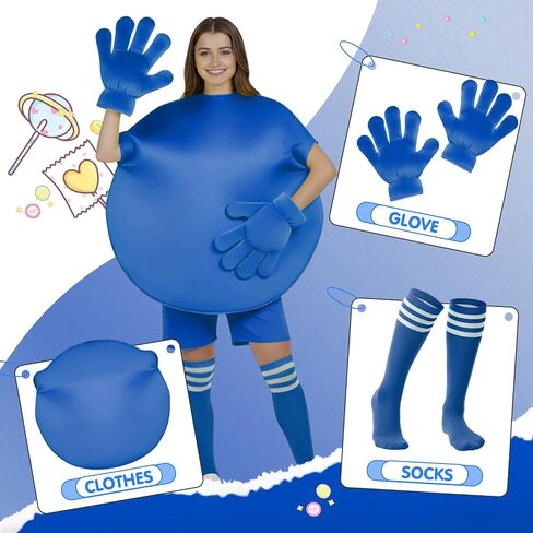 Mepase 3 Pcs Halloween Chocolate Candy Costume Set, Adult Foam Tabard & Jumbo Cartoon Hands & Stripes Knee High Socks in Saudi Arabia