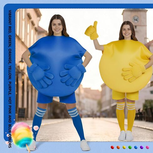 Mepase 3 Pcs Halloween Chocolate Candy Costume Set, Adult Foam Tabard & Jumbo Cartoon Hands & Stripes Knee High Socks in Saudi Arabia