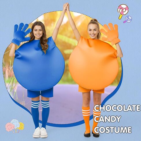 Mepase 3 Pcs Halloween Chocolate Candy Costume Set, Adult Foam Tabard & Jumbo Cartoon Hands & Stripes Knee High Socks in Saudi Arabia