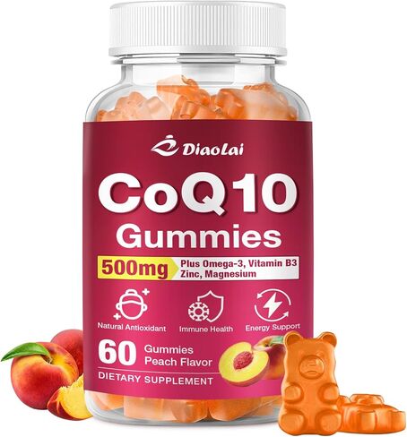 2 Pack CoQ10 Gummies - 500mg per Serving with Omega-3 (EPA & DHA), B3 & Zinc - Supports Immunity & Energy - Delicious Orange Flavor - Non-GMO, Gluten-Free - 120 Count in Kuwait