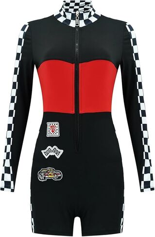 Race Car Driver Costume Women Halloween Racer Costume Long sleeves Jumpsuit Outfit Sets in Saudi Arabia