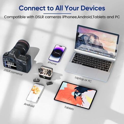 2 Pack TypeC Professional Wireless Lavalier Microphone for iPhone, iOS and Android Devices. Noise Reduction Plug-Play Mini Microphone for Video Recording, Interview, Podcast, Vlog, YouTube in Saudi Arabia