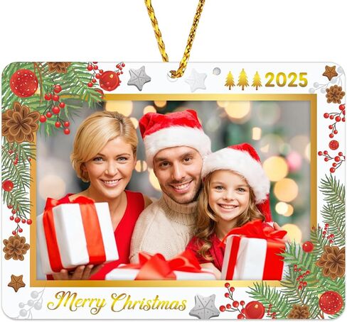 Picture Frame Christmas Ornament 2024,Family Christmas Ornaments Photo Frame Ornaments for Christmas Tree Decoration Personalized Holiday Picture Frame Xmas Present Gifts for Family Friends in Kuwait