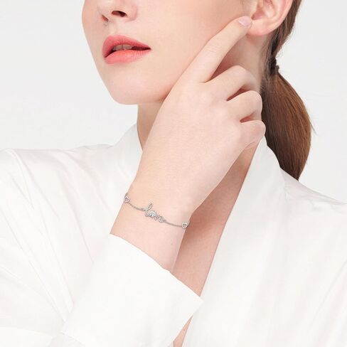 Paw Print Bracelet 925 Sterling Silver Cute Paw Print Forever Love Heart Bracelet Dog Cat Paw Jewelry for Women Pet Lover in Kuwait