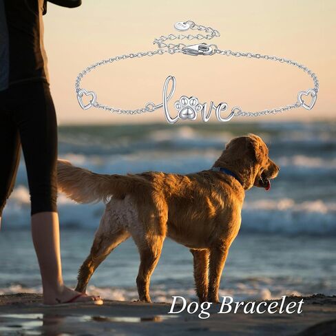 Paw Print Bracelet 925 Sterling Silver Cute Paw Print Forever Love Heart Bracelet Dog Cat Paw Jewelry for Women Pet Lover in Kuwait
