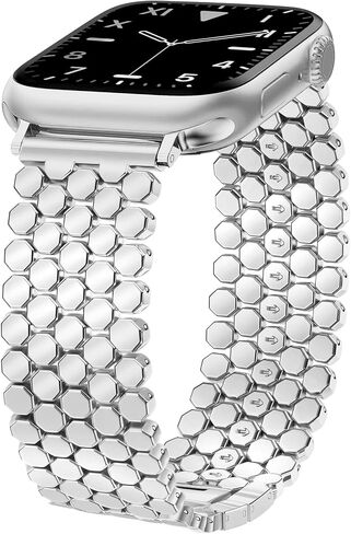 JR.DM Honeycomb Bands Compatible with Apple Watch 38mm 40mm 41mm 42mm 44mm 45mm 46mm for Women, Dressy Gold Silver Luxury Designer Metal Strap Replacement for iWatch Series 10/9/8/7/SE/6/5/4/3/2/1 in Saudi Arabia
