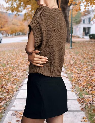Womens Sweater Vest Mock Neck Cap Sleeve Sweater Tank Tops Cute Heart Knit Cropped Pullover Top in Saudi Arabia