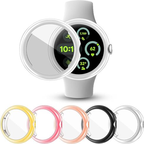 RICHONE [5Pack] Compatible with Google Pixel Watch 3 (45mm) Screen Protector Cases High Sensitivity Lightweight Anti-Fall Face Covers Google Smart Watch Accessories for Women Men (Pixel 3 Watch 45MM) in Kuwait
