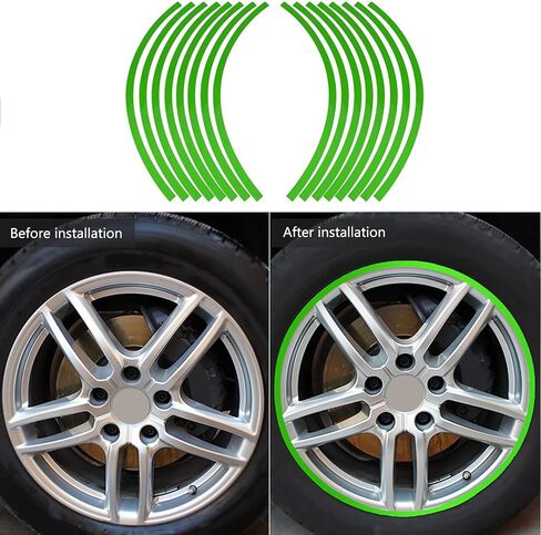 Reflective Wheel Rim Stripe Decal Sticker for 16-19 inch Rim Size Universal Car Motorcycle Wheel Reflective Pinstripe Decal Tape Sticker Decoration Film (Fluorescent Green) in Saudi Arabia