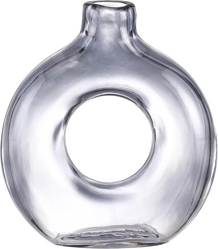 Glass Donut Vase, Clear Donut Vase, Round Glass Vases for Flowers, Modern Vases for Home, Living Room, Dining Table, Entryway, Mantle, Shelf, Wedding, Office, Coffee Table in Saudi Arabia
