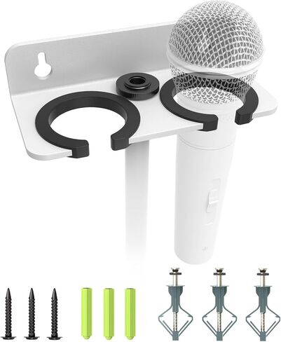 Multi Microphone Holder for Handheld Dynamic, Wired and Wireless Mics,Double Microphone Stand,Rubber Padding/Wall Mounted or Mounted to 5/8"-27 or 3/8"-16 threaded Stands in Kuwait
