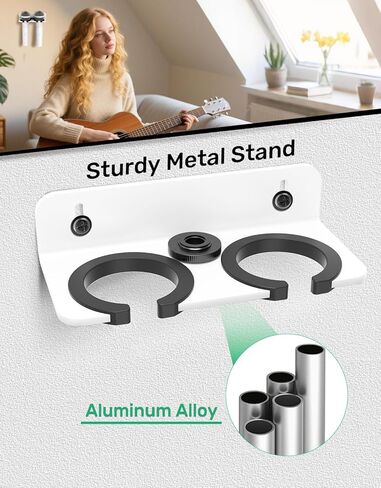 Multi Microphone Holder for Handheld Dynamic, Wired and Wireless Mics,Double Microphone Stand,Rubber Padding/Wall Mounted or Mounted to 5/8"-27 or 3/8"-16 threaded Stands in Kuwait