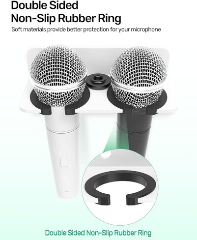 Multi Microphone Holder for Handheld Dynamic, Wired and Wireless Mics,Double Microphone Stand,Rubber Padding/Wall Mounted or Mounted to 5/8"-27 or 3/8"-16 threaded Stands in Kuwait