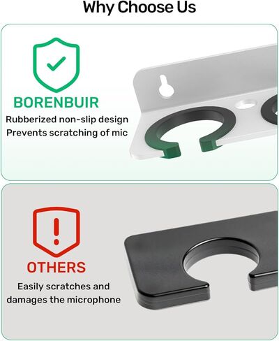 Multi Microphone Holder for Handheld Dynamic, Wired and Wireless Mics,Double Microphone Stand,Rubber Padding/Wall Mounted or Mounted to 5/8"-27 or 3/8"-16 threaded Stands in Kuwait