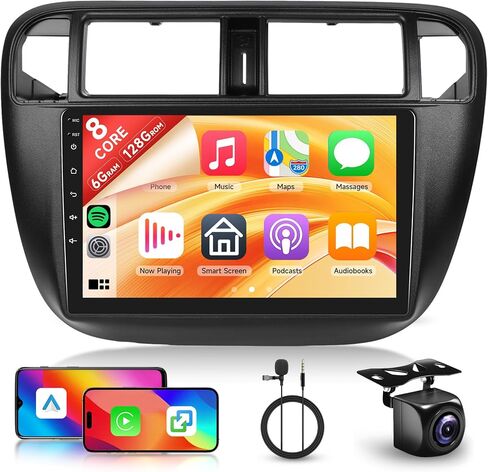 2+64G Android Car Radio Car Stereo for Honda Civic 1996-2001 Wireless Carplay Android Auto, 9 Inch Touchscreen Head Unit with Mirror Link WiFi GPS Bluetooth FM RDS EQ AHD Backup Camera SWC in Saudi Arabia