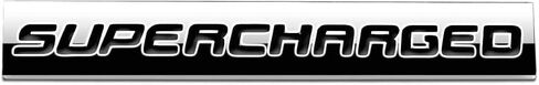 2Pcs 3D Polished Chrome Supercharged Letter Car Emblem Trunk Lid Sport Decal Car Badge Sticker Supercharged (Silver&Red) in Saudi Arabia