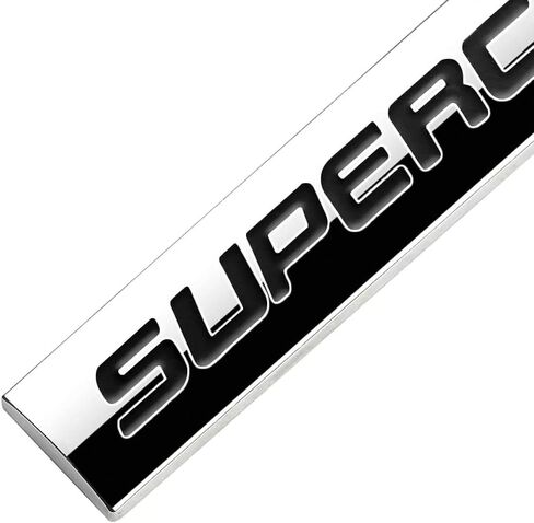2Pcs 3D Polished Chrome Supercharged Letter Car Emblem Trunk Lid Sport Decal Car Badge Sticker Supercharged (Silver&Red) in Saudi Arabia