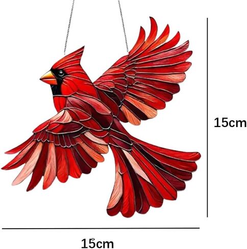 1-Piece Decorative Hanging Ornaments Acrylic Cardinal Bird Hanging Ornament – Vibrant Animal-Themed Decorative Hanging Ornament for Garden and Home to Enhance Natural Charm in Saudi Arabia