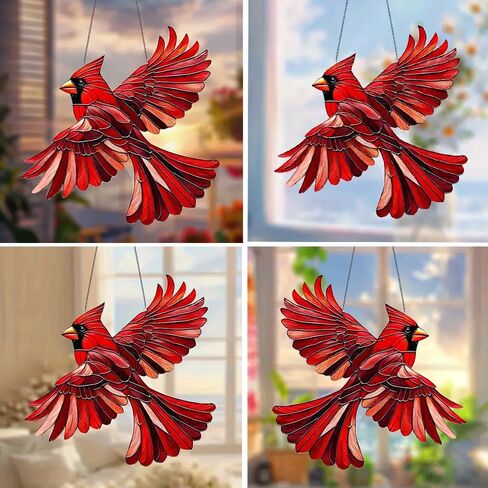 1-Piece Decorative Hanging Ornaments Acrylic Cardinal Bird Hanging Ornament – Vibrant Animal-Themed Decorative Hanging Ornament for Garden and Home to Enhance Natural Charm in Saudi Arabia