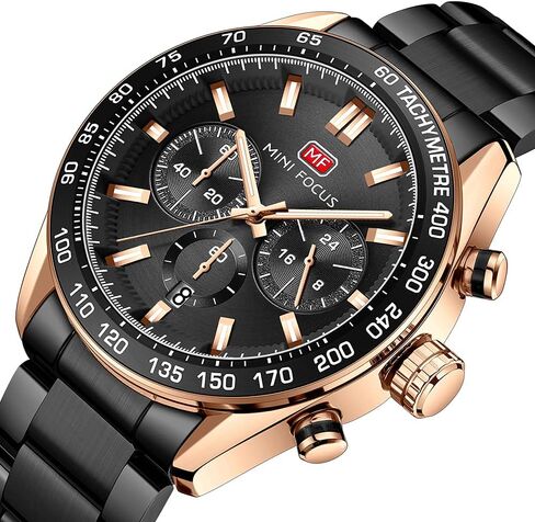 Mens Watches Chronograph Analog Quartz Business Dress Stainless Steel Casual Blue Wrist Watch Date Waterproof Reloj De Hombre Luminous Multifunction Two Tone Gift Watch for Men in Saudi Arabia