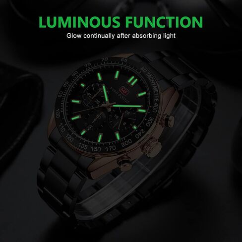 Mens Watches Chronograph Analog Quartz Business Dress Stainless Steel Casual Blue Wrist Watch Date Waterproof Reloj De Hombre Luminous Multifunction Two Tone Gift Watch for Men in Saudi Arabia